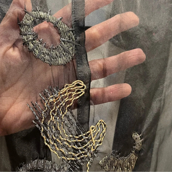 Legatte‎ Vintage Sheer Black Embroidered Long Line Vest. Size 10. - Picture 11 of 16